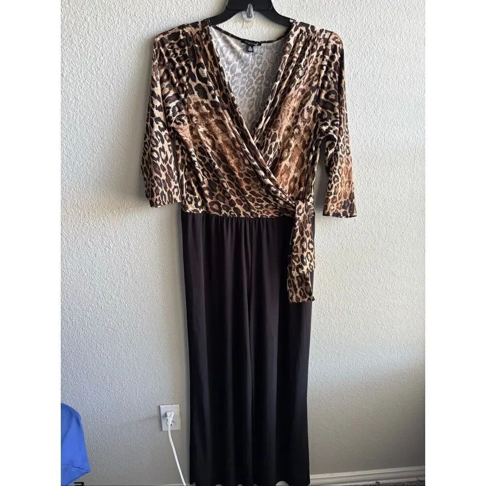 Roz & Ali Wide Leg Cheetah Jumpsuit